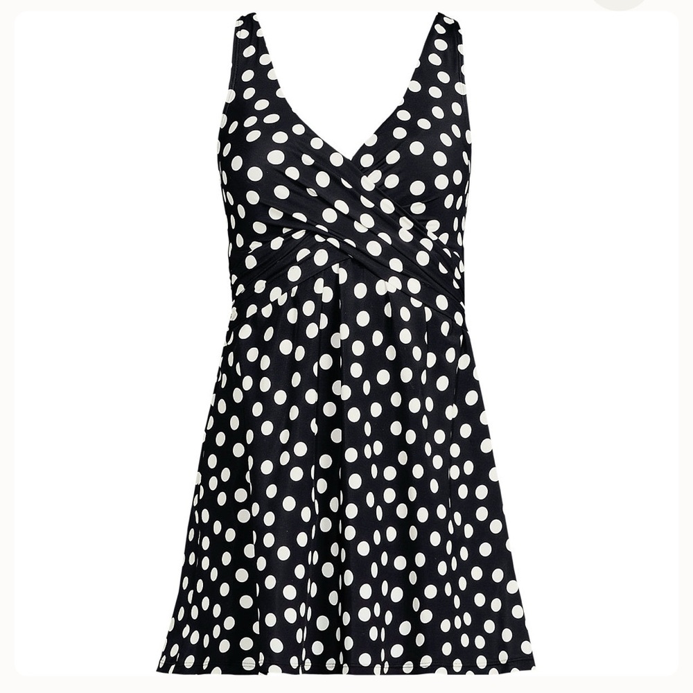 Lands End Women's SlenderSuit Wrap Swim Dress Swimsuit